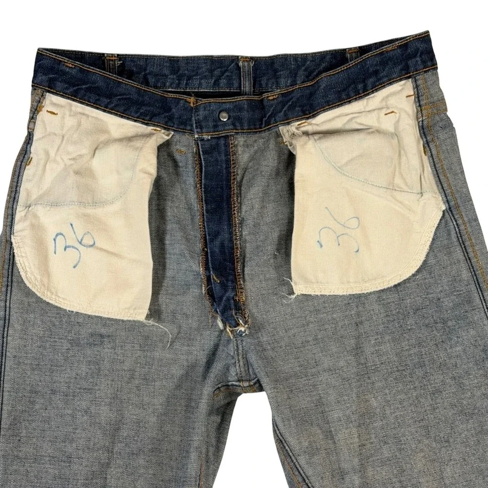 Vintage 60's Levi's BIG E Orange Tab 606 Slim Fit Dark Wash 34x30 RARE #4 Button